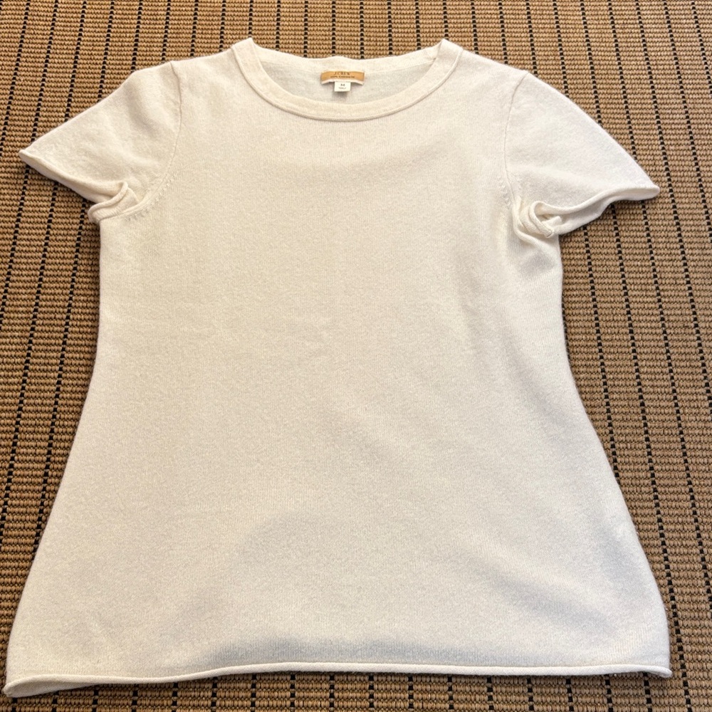 J. Crew Ivory Cashmere Tee Shirt